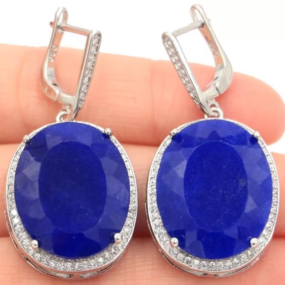 🔥🔥NEW GENUINE BLUE SAPPHIRE EARRING SET🔥🔥 - Picture 3 of 4